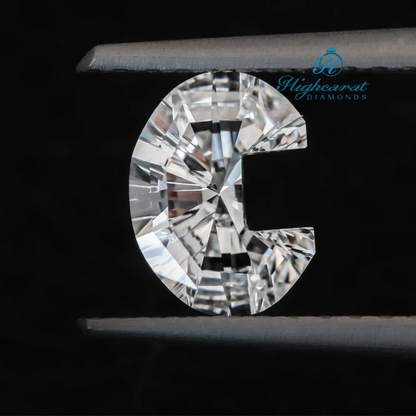 Colorless C Shape Lab Grown Diamond with polished contours and bright reflection