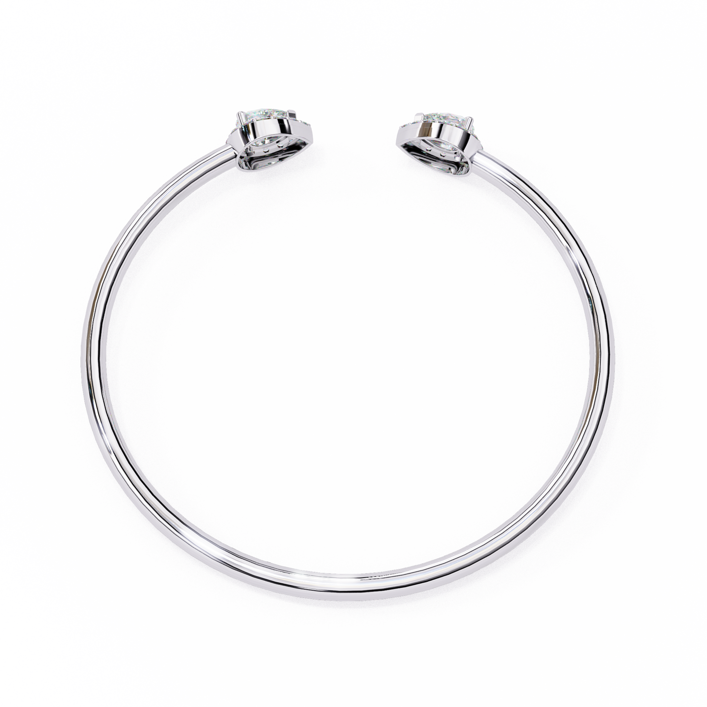 1.17Ct Pear And Round Cut High Quality Diamond Dainty Halo Style Open Party Wear Bangle For Her