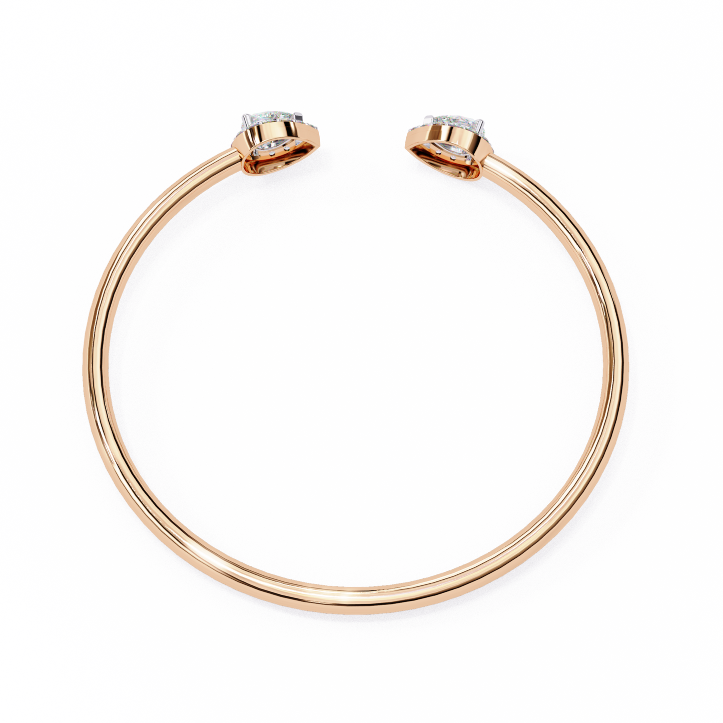1.17Ct Pear And Round Cut High Quality Diamond Dainty Halo Style Open Party Wear Bangle For Her