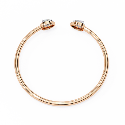 1.17Ct Pear And Round Cut High Quality Diamond Dainty Halo Style Open Party Wear Bangle For Her