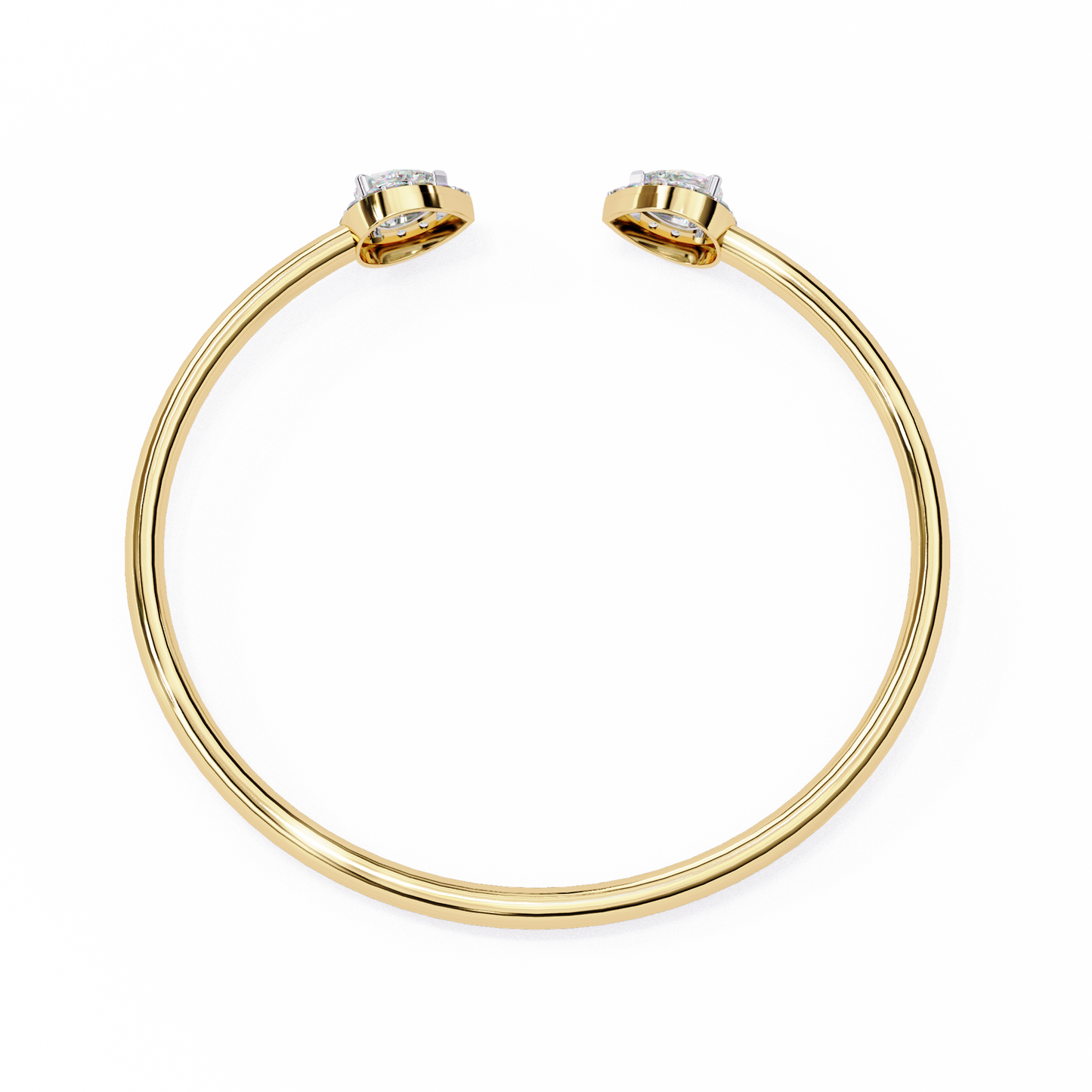 1.17Ct Pear And Round Cut High Quality Diamond Dainty Halo Style Open Party Wear Bangle For Her