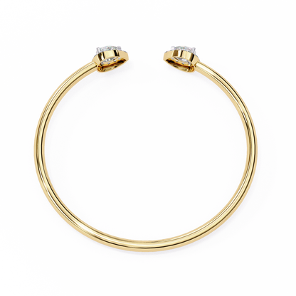 1.17Ct Pear And Round Cut High Quality Diamond Dainty Halo Style Open Party Wear Bangle For Her