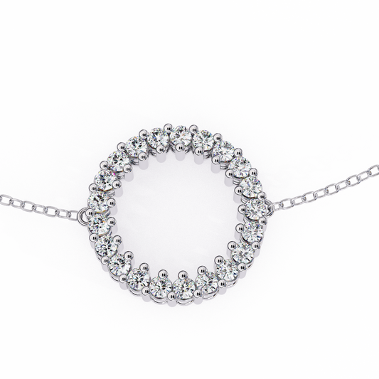Round Cut Top Grade Diamond Circle Shape Prong Set Handmade Sparkling Dainty Charm Bracelet