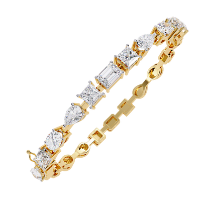 13.84Ct Multi Shape Diamond Minimalist  Antique Vintage Inspired Handcrafted Stunning Tennis Bracelet For Her