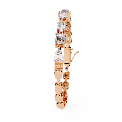 13.84Ct Multi Shape Diamond Minimalist  Antique Vintage Inspired Handcrafted Stunning Tennis Bracelet For Her