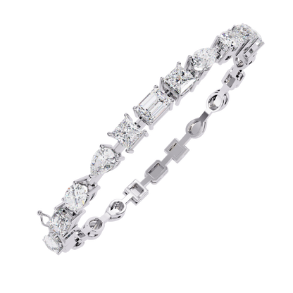 13.84Ct Multi Shape Diamond Minimalist  Antique Vintage Inspired Handcrafted Stunning Tennis Bracelet For Her