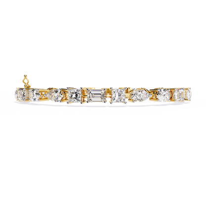13.84Ct Multi Shape Diamond Minimalist  Antique Vintage Inspired Handcrafted Stunning Tennis Bracelet For Her
