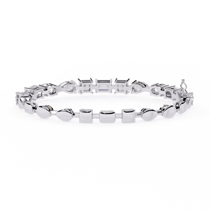 13.84Ct Multi Shape Diamond Minimalist  Antique Vintage Inspired Handcrafted Stunning Tennis Bracelet For Her