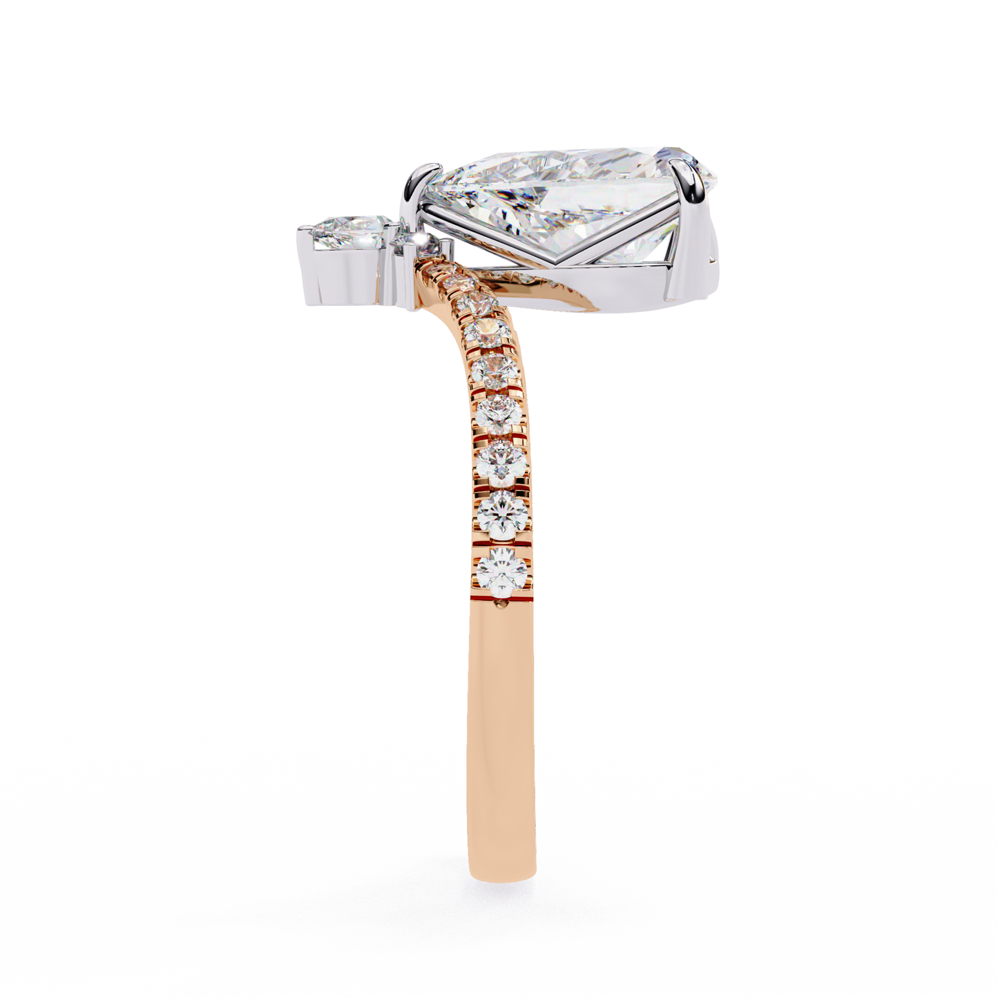 Pear And Round Cut 1.72 Lab Grown Diamond 14k  Delicate Cluster Promise Ring gift For special One