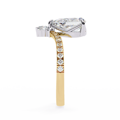 Pear And Round Cut 1.72 Lab Grown Diamond 14k  Delicate Cluster Promise Ring gift For special One