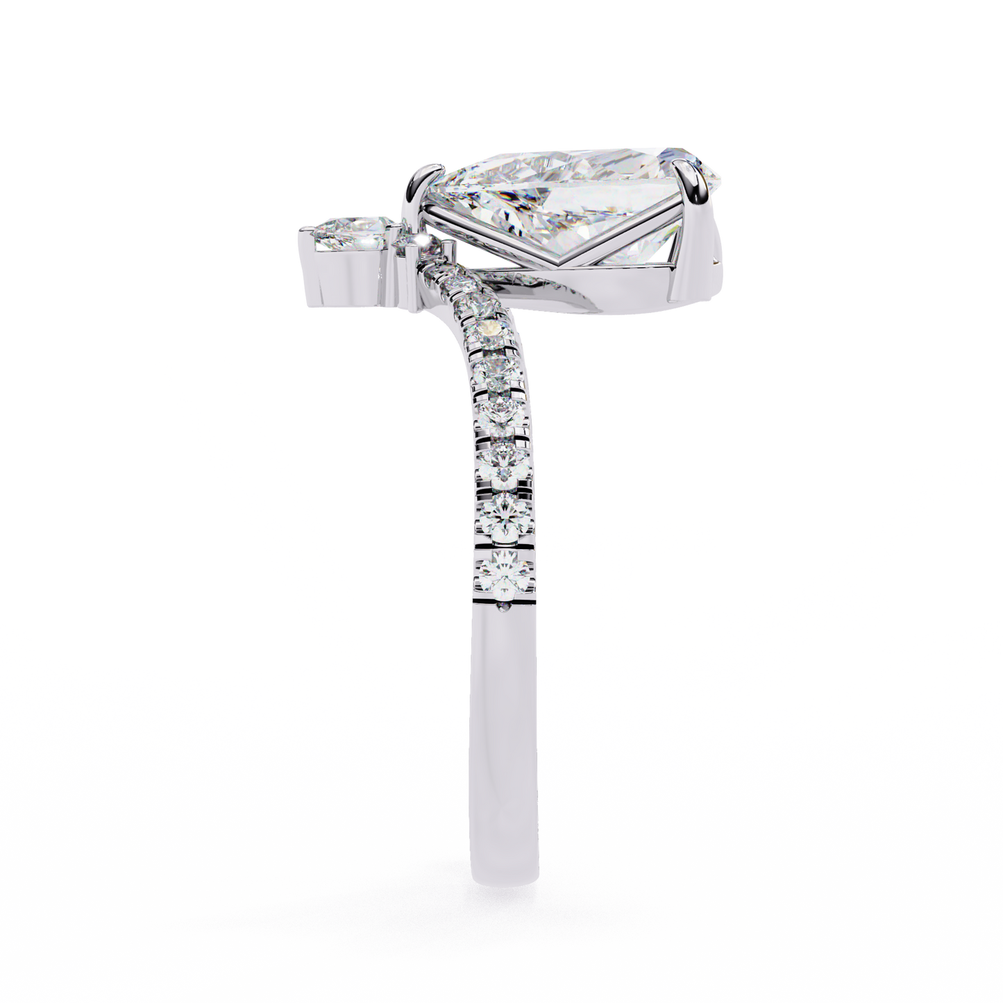 Pear And Round Cut 1.72 Lab Grown Diamond 14k  Delicate Cluster Promise Ring gift For special One