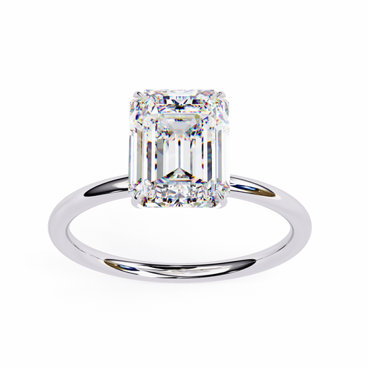 2.50 Carat Emerald Cut Lab Grown Top Grade Diamond Delicate Solitaire Promise Ring to Gift on Very Special Day