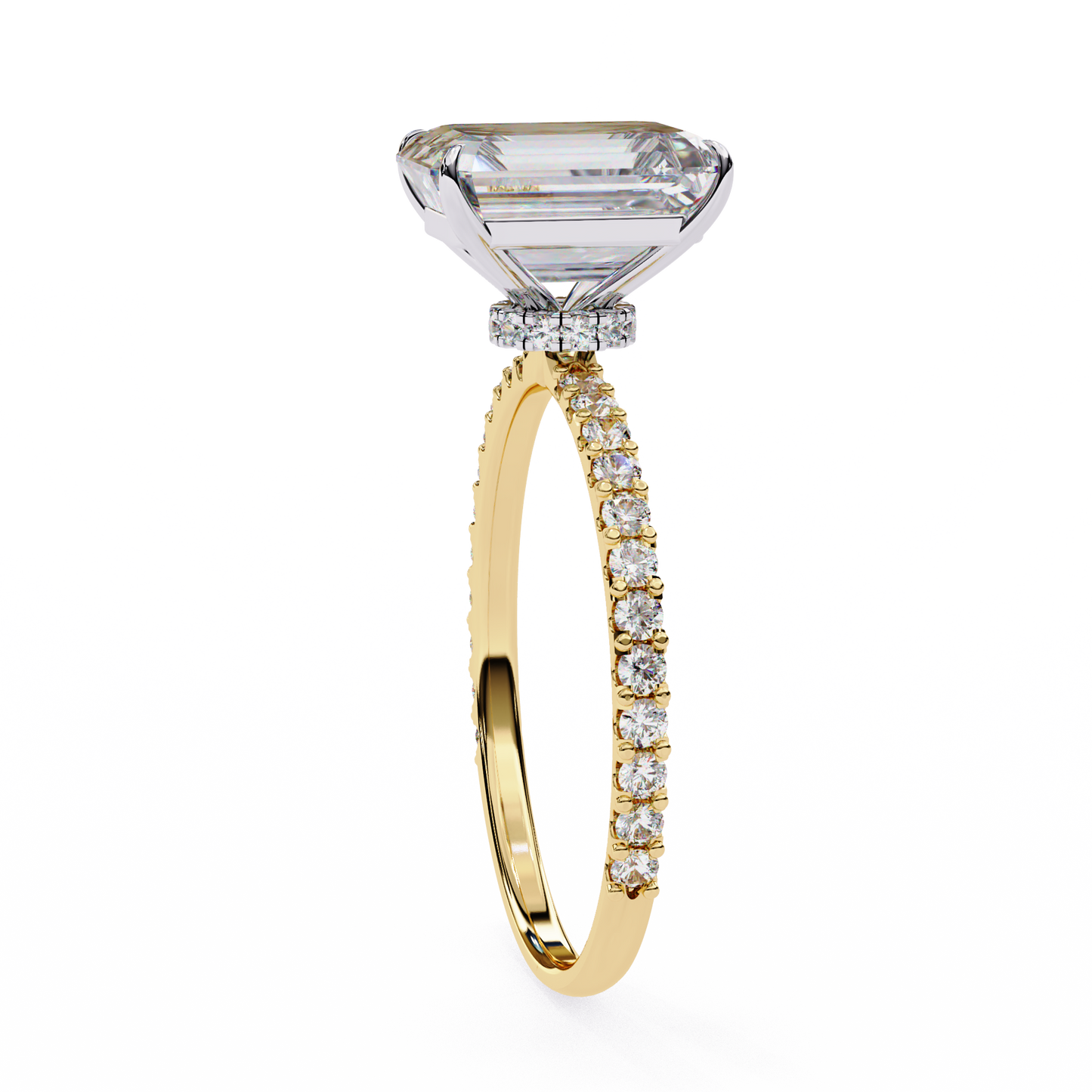 Lab Grown Emerald Cut Diamond Accent Ring