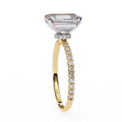 Lab Grown Emerald Cut Diamond Accent Ring