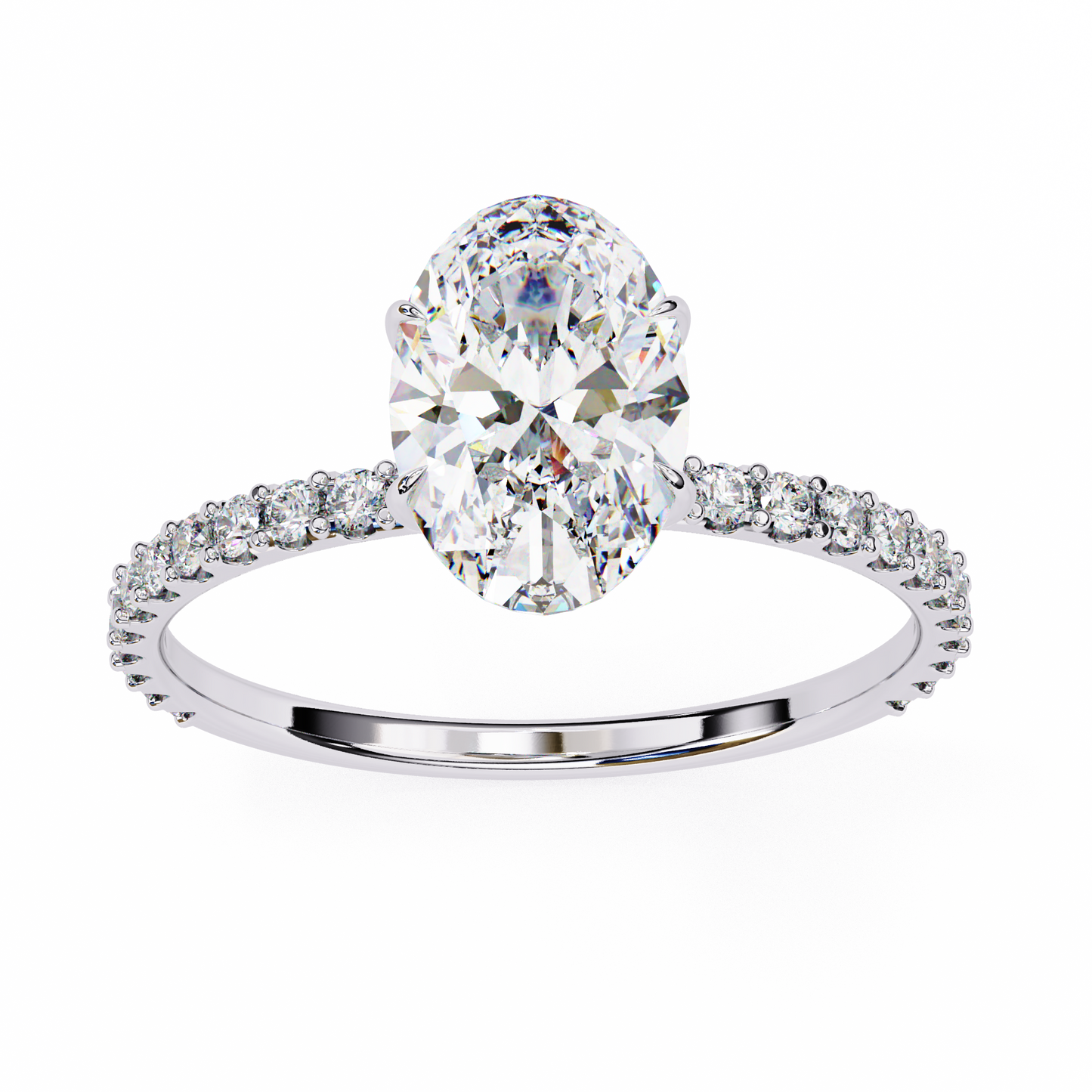 Oval Cut Lab Diamond Solitaire Accent Ring