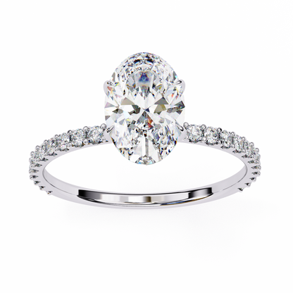 Oval Cut Lab Diamond Solitaire Accent Ring