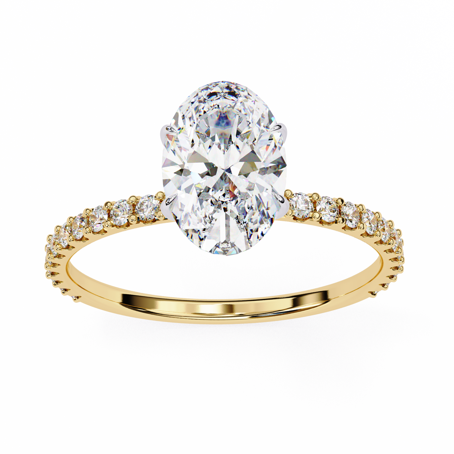 Oval Cut Lab Diamond Solitaire Accent Ring