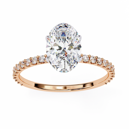 Oval Cut Lab Diamond Solitaire Accent Ring