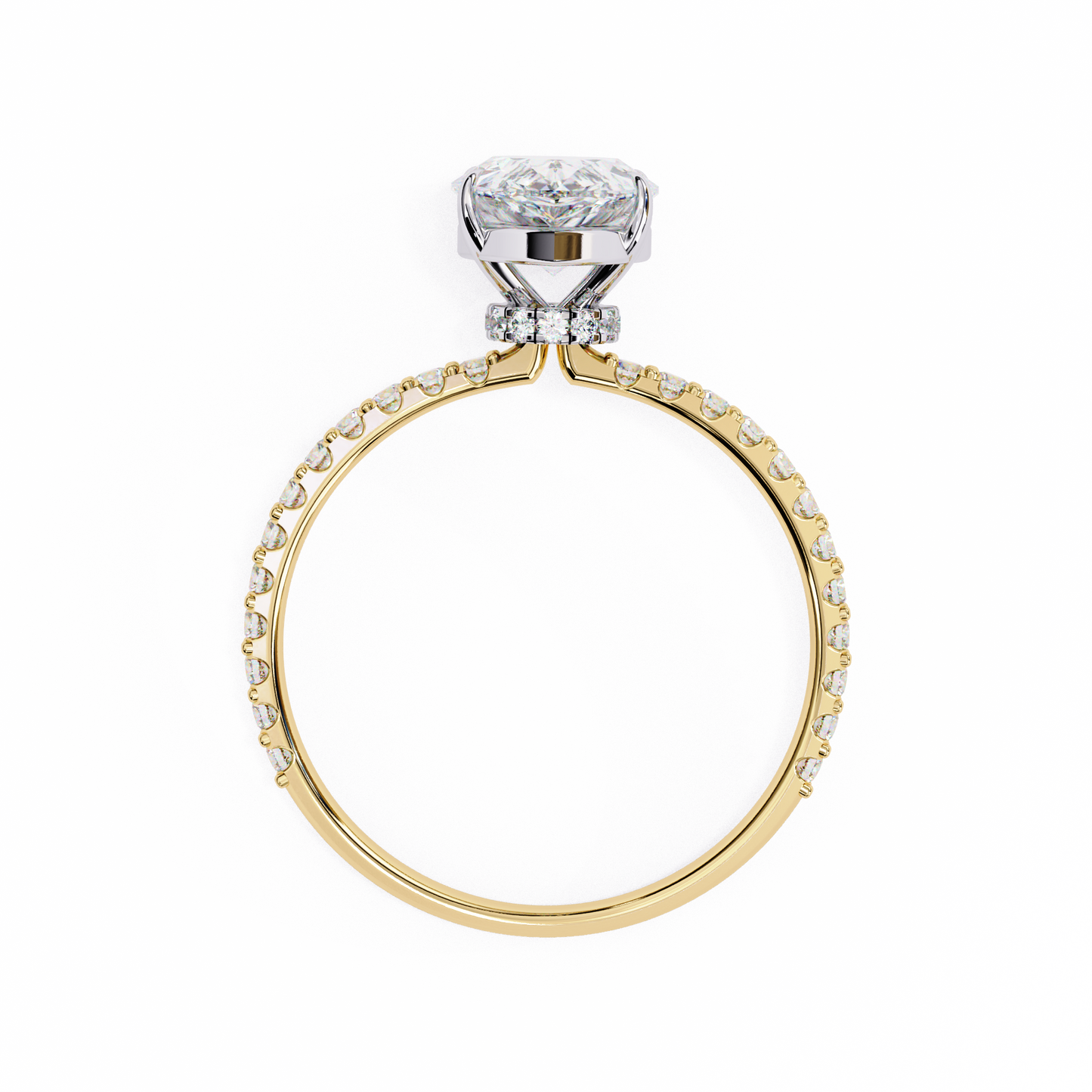 2.06 Ct Pear And Round lab Grown Diamond Cut 10k Solid Gold  Pave Set Cluster Bridal Ring