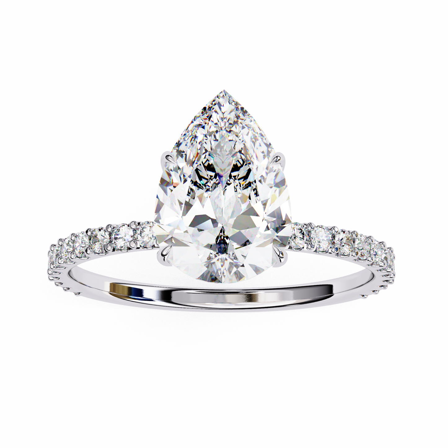 2.06 Ct Pear And Round lab Grown Diamond Cut 10k Solid Gold  Pave Set Cluster Bridal Ring
