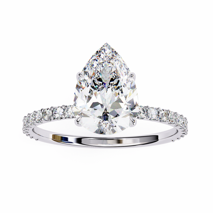 2.06 Ct Pear And Round lab Grown Diamond Cut 10k Solid Gold  Pave Set Cluster Bridal Ring