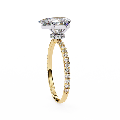 2.06 Ct Pear And Round lab Grown Diamond Cut 10k Solid Gold  Pave Set Cluster Bridal Ring