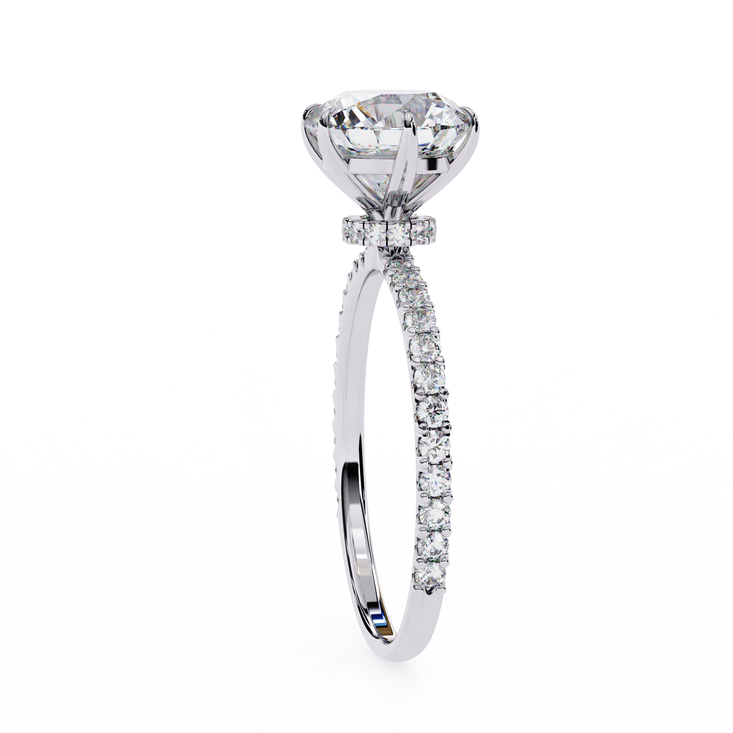 2.21 CT Round Cut Lab Grown  Diamond Hidden Halo Dainty Accented Women's Ring For Birthday Gift