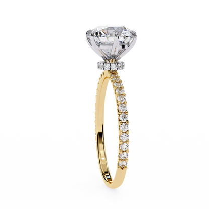 2.21 CT Round Cut Lab Grown  Diamond Hidden Halo Dainty Accented Women's Ring For Birthday Gift