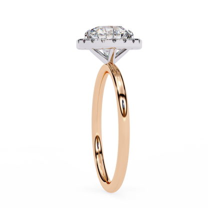 Round Cut Lab Grown Diamond Halo Style Ring in 14K Solid Gold   Vintage Design Perfect Anniversary Gift