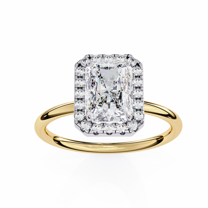 1.96 CT Elegant Radiant and Round Cut Diamond Solitaire Ring  Adjustable Design in 14K, 10K, or 18K Solid Gold, Perfect for Daily Wear