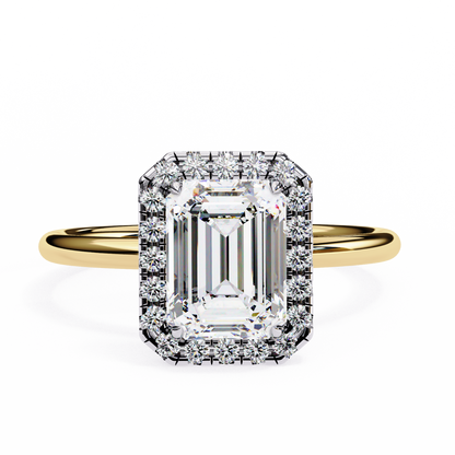 1.83 Ct Emerald And Round Cut Lab Grown Diamond And 10k Solid Gold Classic Vintage Women Gifted for her Ring