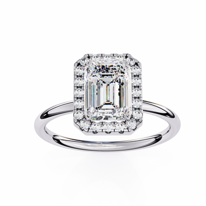 1.83 Ct Emerald And Round Cut Lab Grown Diamond And 10k Solid Gold Classic Vintage Women Gifted for her Ring