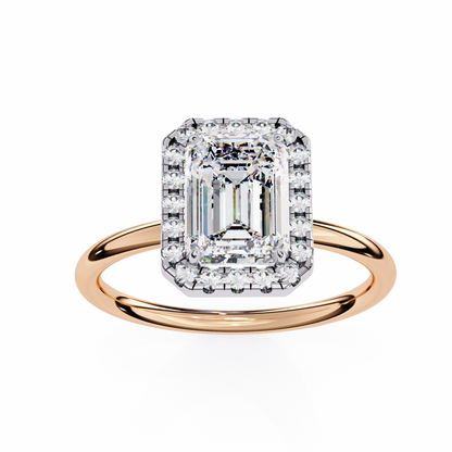 1.83 Ct Emerald And Round Cut Lab Grown Diamond And 10k Solid Gold Classic Vintage Women Gifted for her Ring
