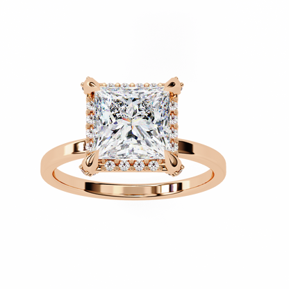 Princess Cut Lab Diamond Solitaire Halo Ring