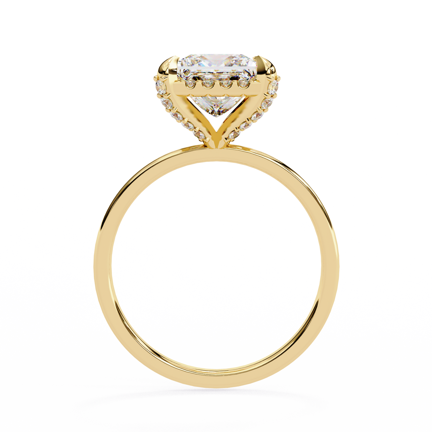 Princess Cut Lab Diamond Solitaire Halo Ring