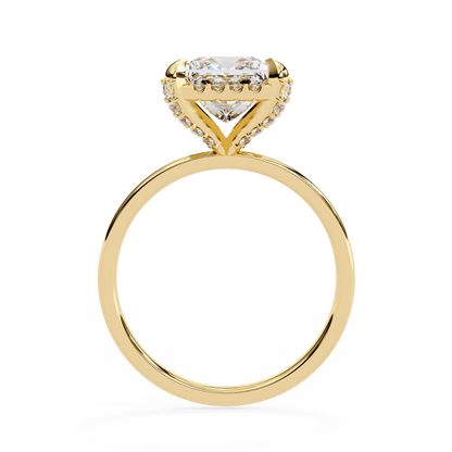 Princess Cut Lab Diamond Solitaire Halo Ring