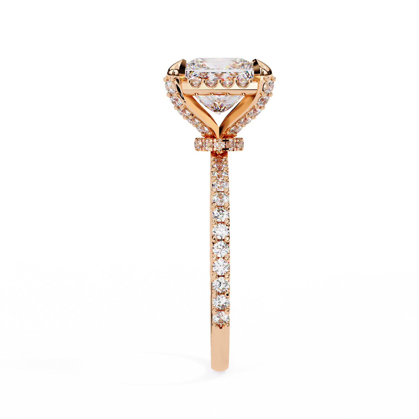 2.52 CT Antique Round And Princess Cut lab grown Diamond hidden Halo Ring Top Grade Diamond Promise Ring