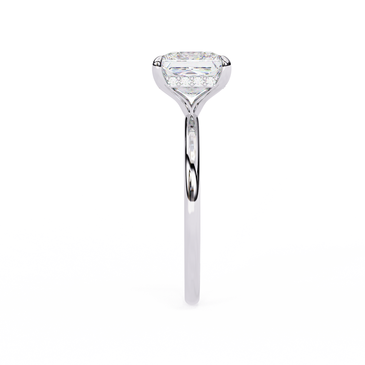 10k Solid Gold Princess And Round Cut Lab Grown Diamond hidden halo Daily Wear Women's Ring