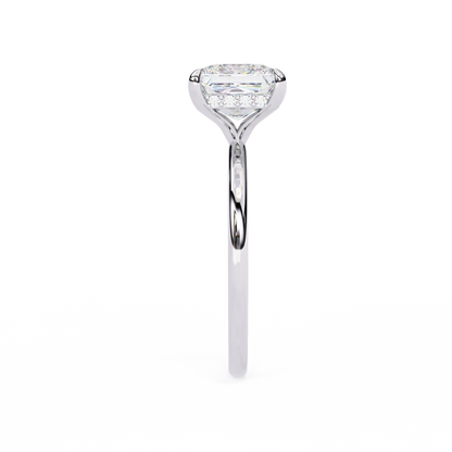 10k Solid Gold Princess And Round Cut Lab Grown Diamond hidden halo Daily Wear Women's Ring