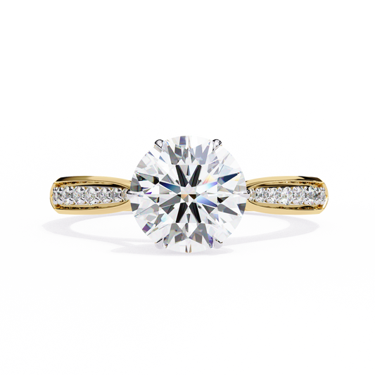 Round Shape Lab Grown Vintage Style Hidden Halo Accent Diamond Engagement Ring For Her