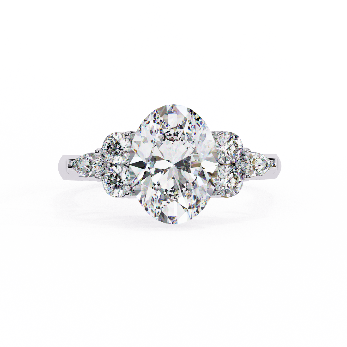 2.51 CT Antique Oval, Round And Marquise Cut Lab Grown Diamond Elegant Ring