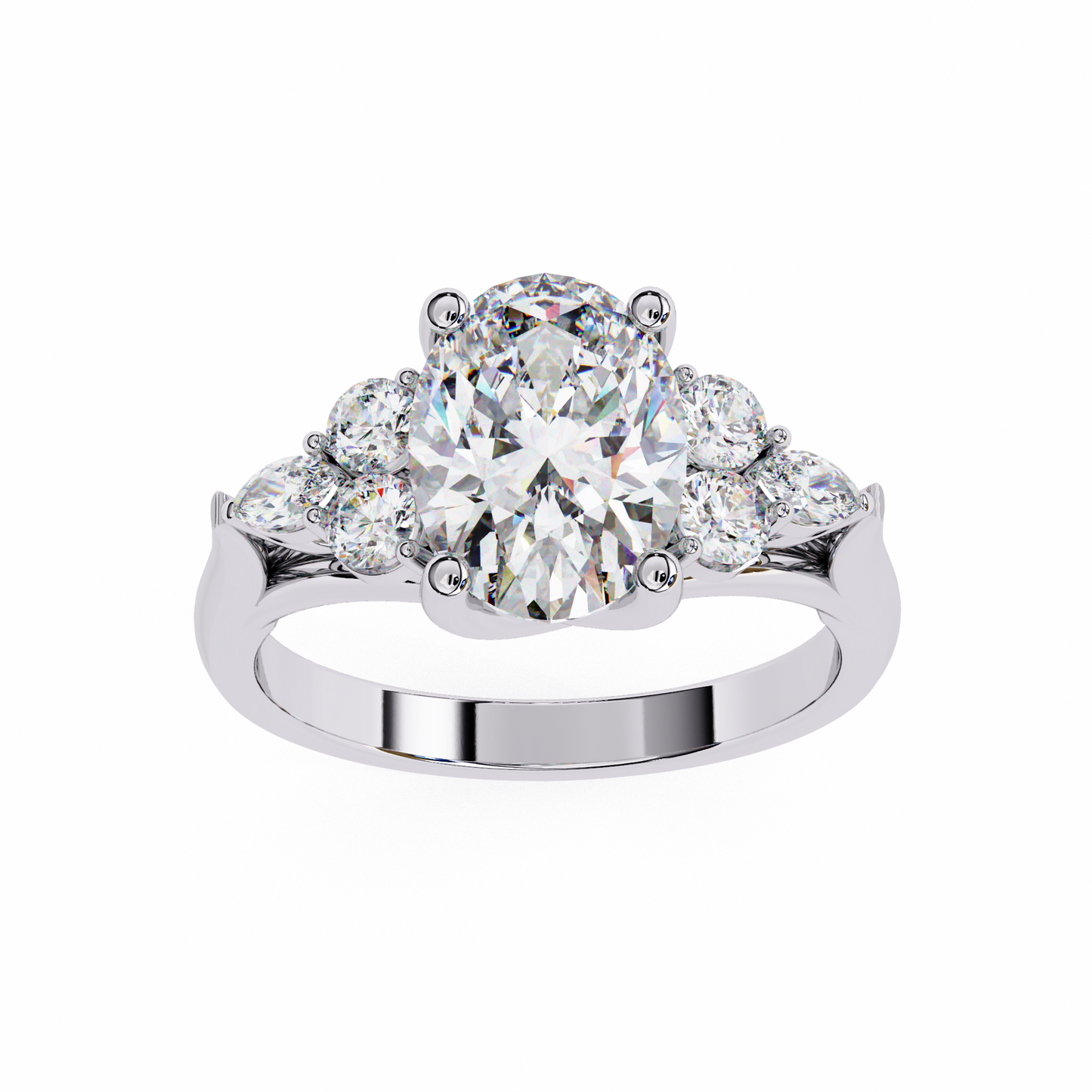 2.51 CT Antique Oval, Round And Marquise Cut Lab Grown Diamond Elegant Ring