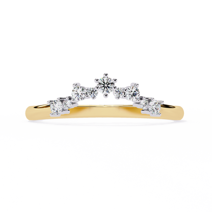 Round Cut Lab Grown Diamond  V Shape Prong Set Unique Delicate Statement Dainty Daily Wear Band