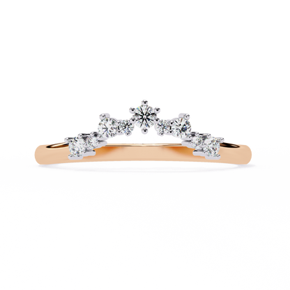 Round Cut Lab Grown Diamond  V Shape Prong Set Unique Delicate Statement Dainty Daily Wear Band