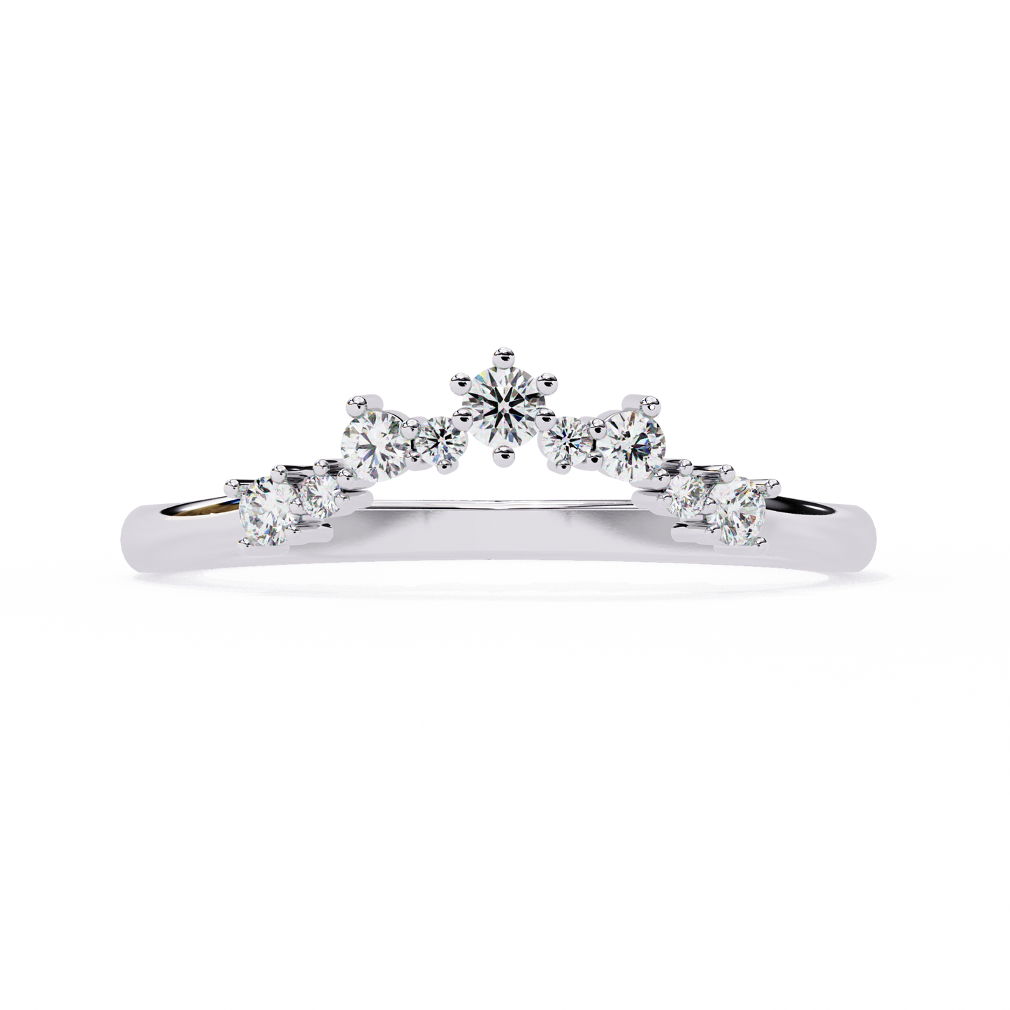 Round Cut Lab Grown Diamond  V Shape Prong Set Unique Delicate Statement Dainty Daily Wear Band