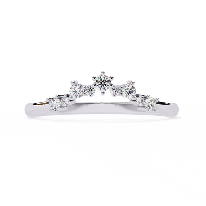 Round Cut Lab Grown Diamond  V Shape Prong Set Unique Delicate Statement Dainty Daily Wear Band