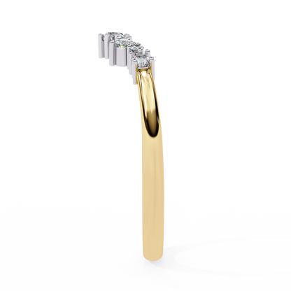 Round Cut Lab Grown Diamond  V Shape Prong Set Unique Delicate Statement Dainty Daily Wear Band