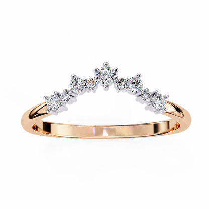 Round Cut Lab Grown Diamond  V Shape Prong Set Unique Delicate Statement Dainty Daily Wear Band