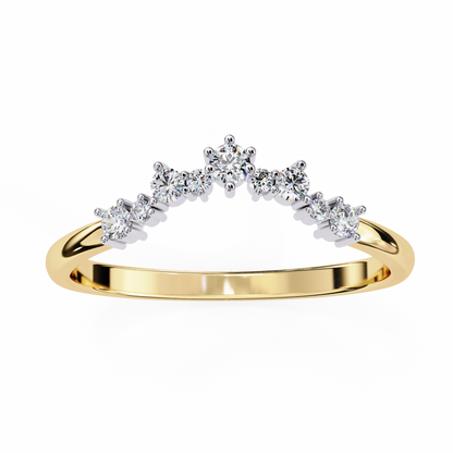 Round Cut Lab Grown Diamond  V Shape Prong Set Unique Delicate Statement Dainty Daily Wear Band