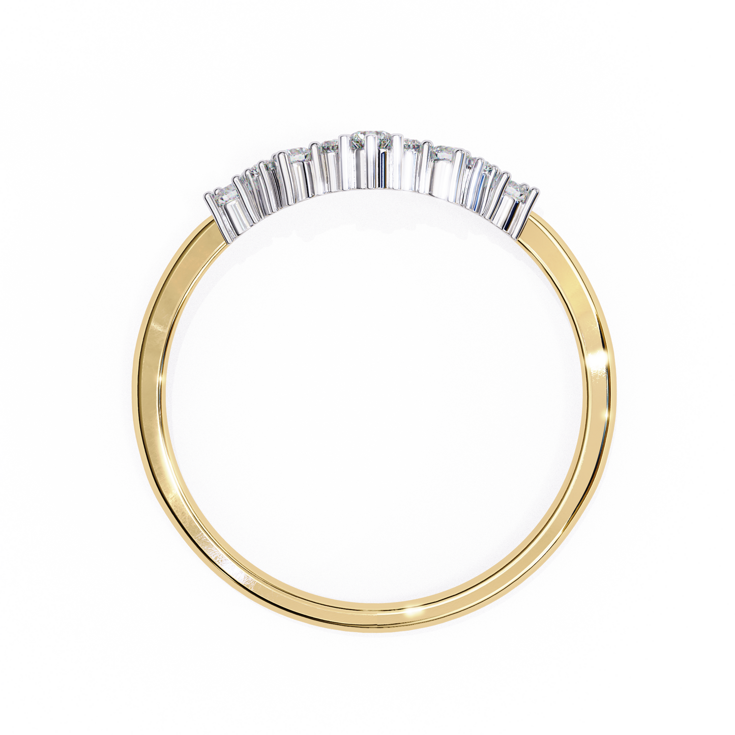 Round Cut Lab Grown Diamond  V Shape Prong Set Unique Delicate Statement Dainty Daily Wear Band
